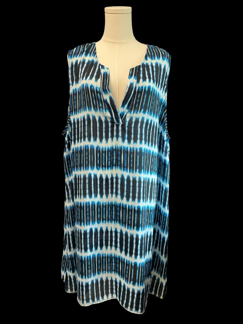 Blue/White Tie Dye Style Print Swim Cover